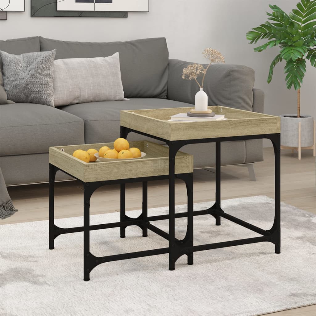 foto del prodotto tavolini 2 pz rovere sonoma in legno multistrato cod mxl 24665