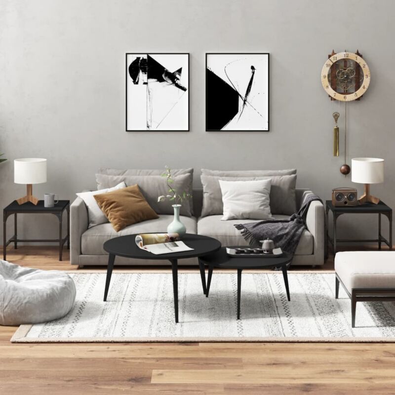 foto del prodotto tavolini 2pz nero 40x40x35 cm in legno multistrato
