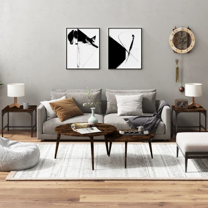 foto del prodotto tavolini 2pz rovere fumo 40x40x35 cm in legno multistrato vidaxl