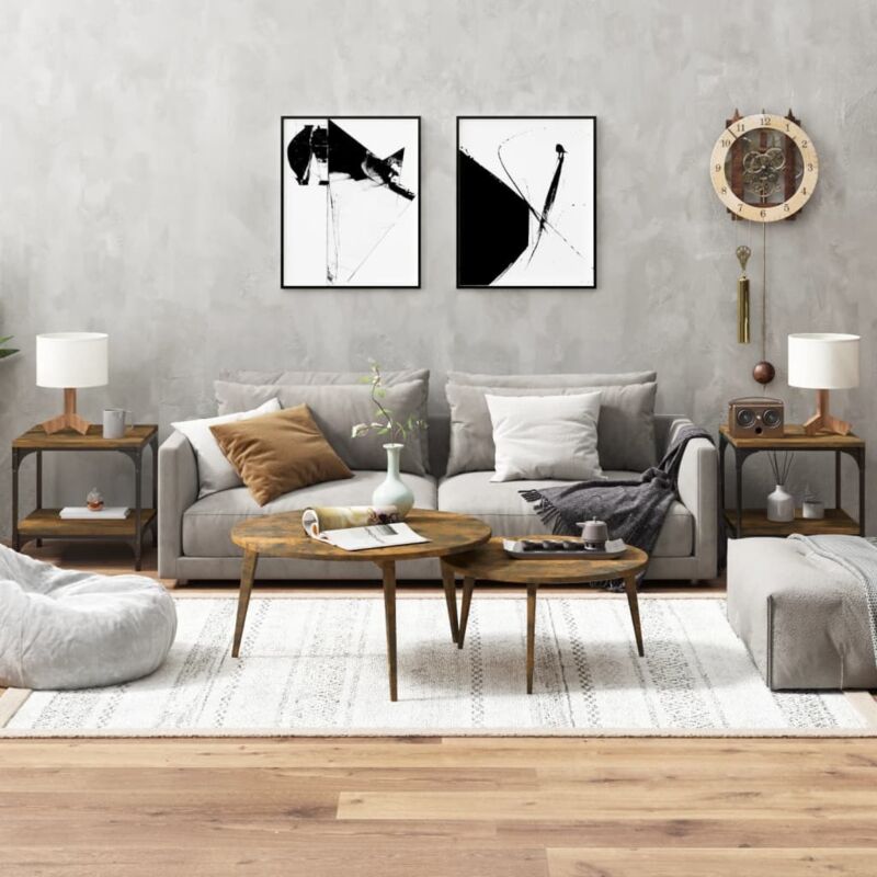 foto del prodotto tavolini 2pz rovere fumo 40x40x40 cm in legno multistrato vidaxl