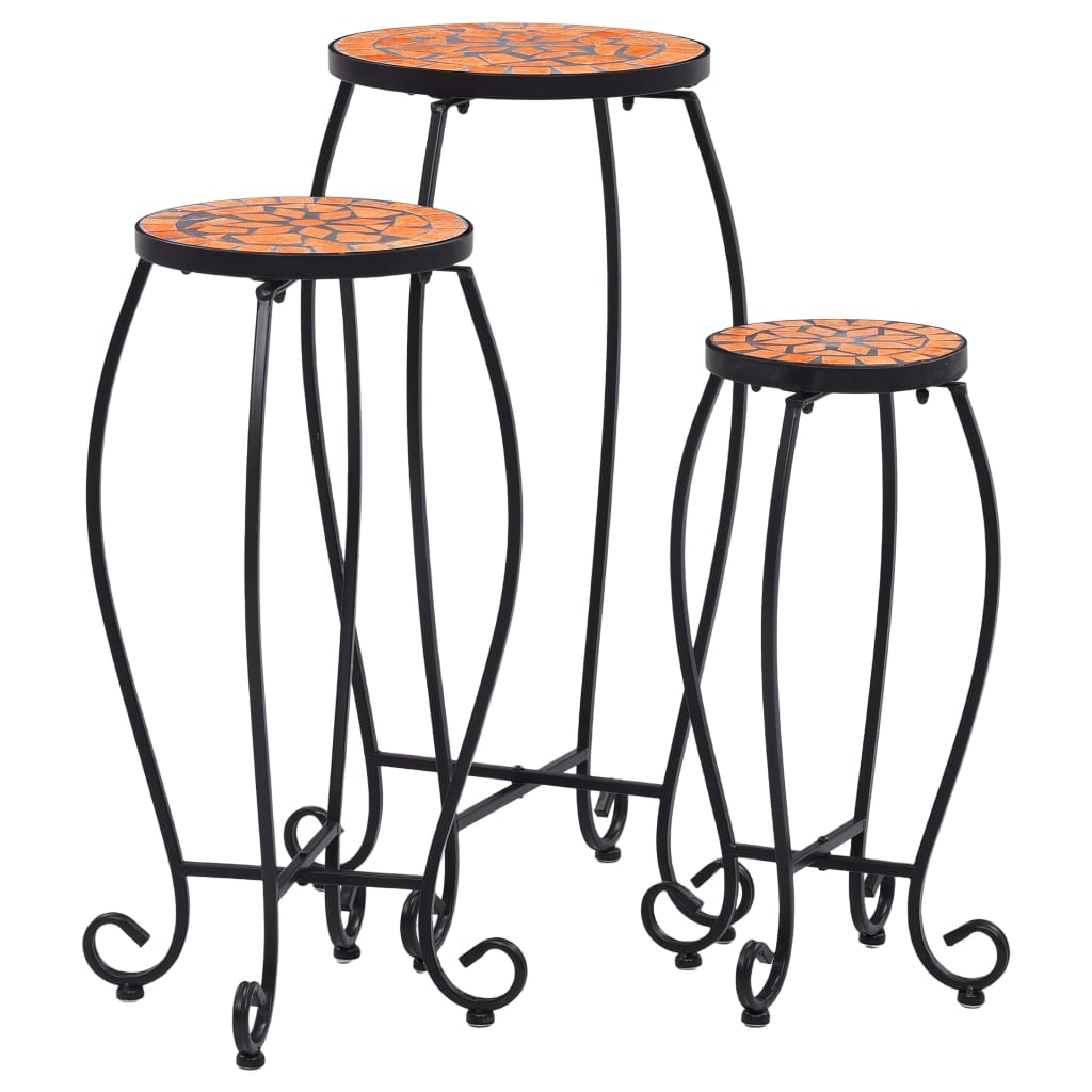 foto del prodotto tavolini con mosaico 3 pz terracotta in ceramica cod mxl 59542