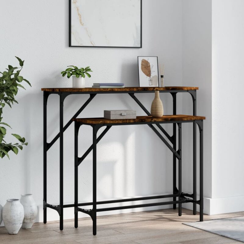 foto del prodotto tavolini consolle 2 pz rovere fumo in legno multistrato vidaxl