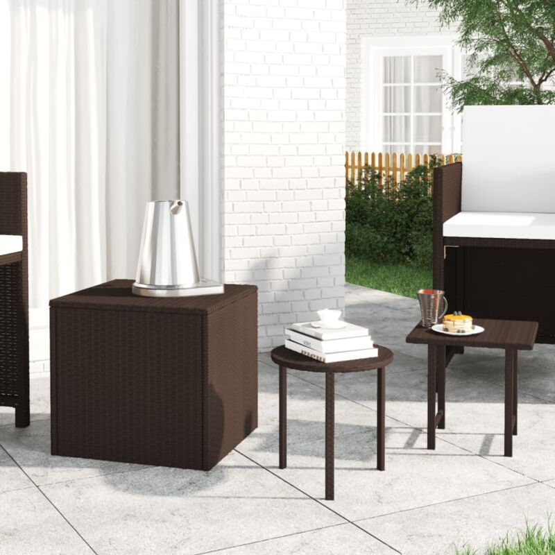 foto del prodotto tavolini da giardino 3 pz marroni in polyrattan vidaxl