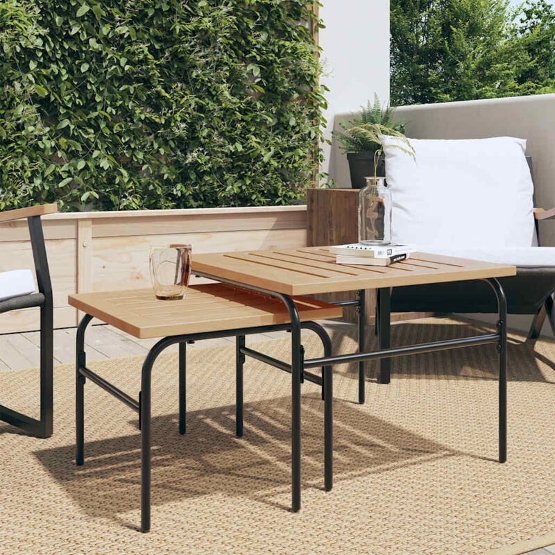 foto del prodotto tavolini da giardino impilabili 2pz marrone e nero in acciaio vidaxl