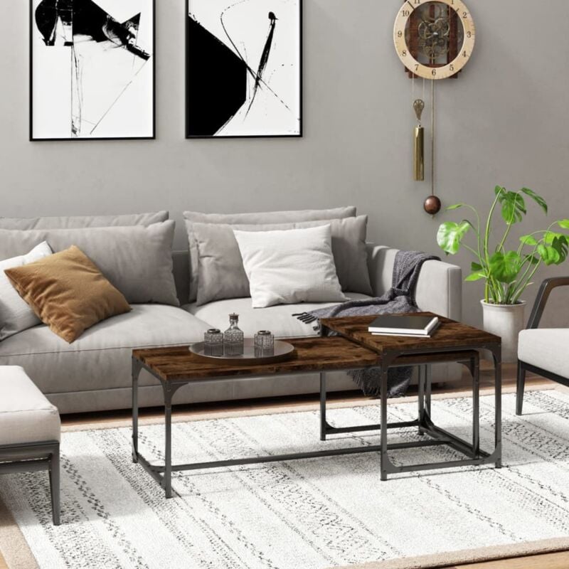 foto del prodotto tavolini da salotto 2 pz rovere fumo in legno multistrato vidaxl