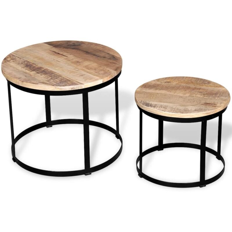 foto del prodotto tavolini da salotto 2 pz tondi legno grezzo di mango 40cm 50cm vidaxl