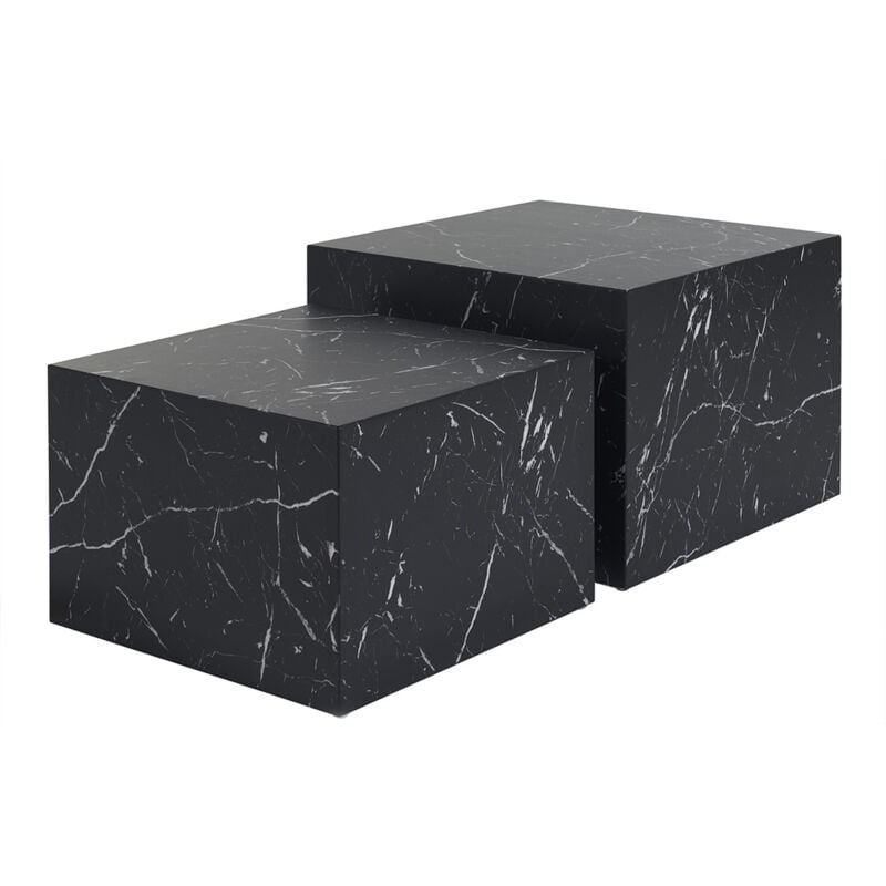 foto del prodotto tavolini da salotto estraibili design effetto marmo nero set di 2 calla