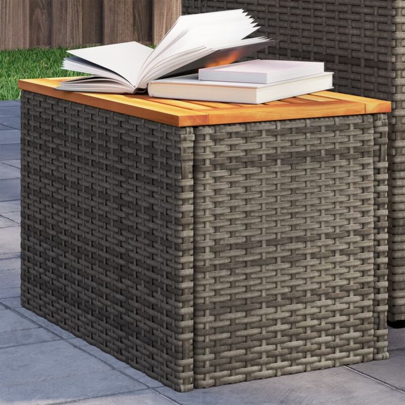 foto del prodotto tavolini giardino 2pz grigi 55x34x37 polyrattan legno massello vidaxl