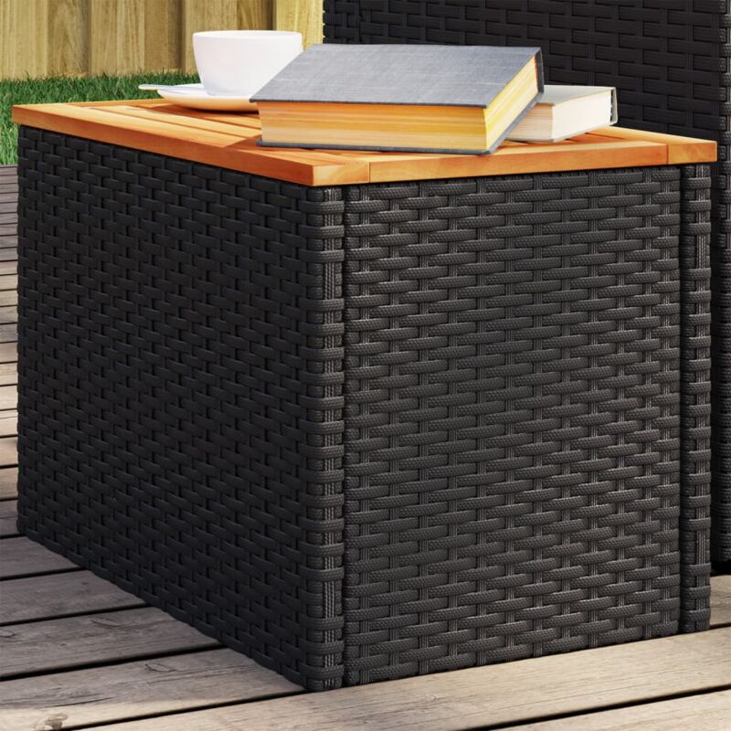 foto del prodotto tavolini giardino 2pz neri 55x34x37cm polyrattan legno massello vidaxl