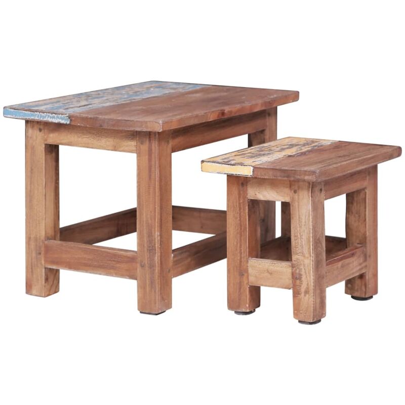 foto del prodotto tavolini impilabili 2 pz in legno massello di mogano vidaxl 854550