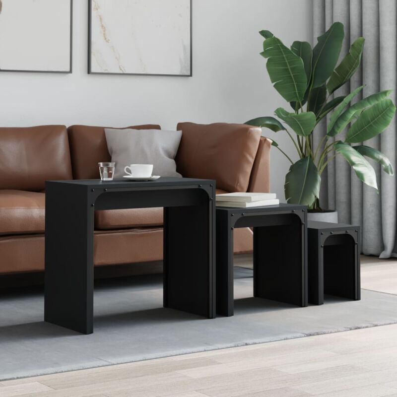 foto del prodotto tavolini impilabili 3 pz neri in legno multistrato vidaxl