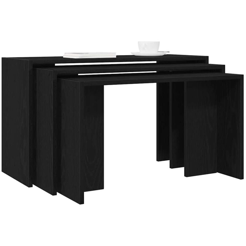 foto del prodotto tavolini impilabili 3 pz neri in legno multistrato vidaxl