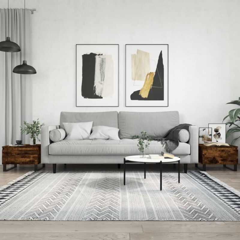 foto del prodotto tavolini salotto 2pz rovere fumo 50x46x35 cm legno multistrato