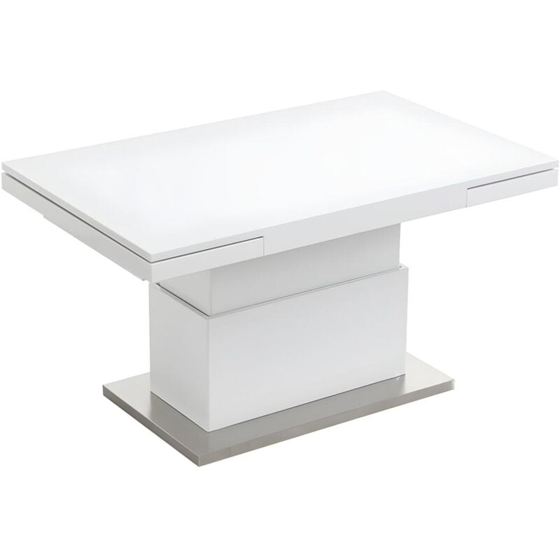 foto del prodotto tavolino 2 in 1 sollevabile ed estensibile mdf laccato bianco lauria
