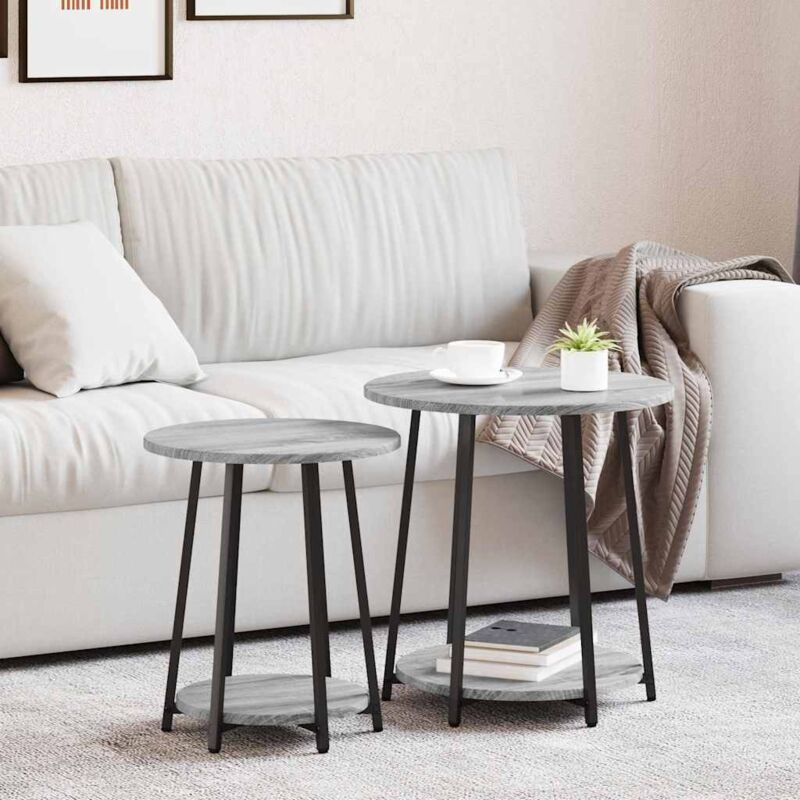 foto del prodotto tavolino 2 pz grigio sonoma in legno ingegnerizzato e metallo vidaxl