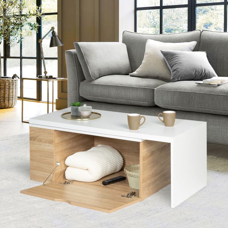 foto del prodotto tavolino 360 lizzi in legno e bianco con scatola