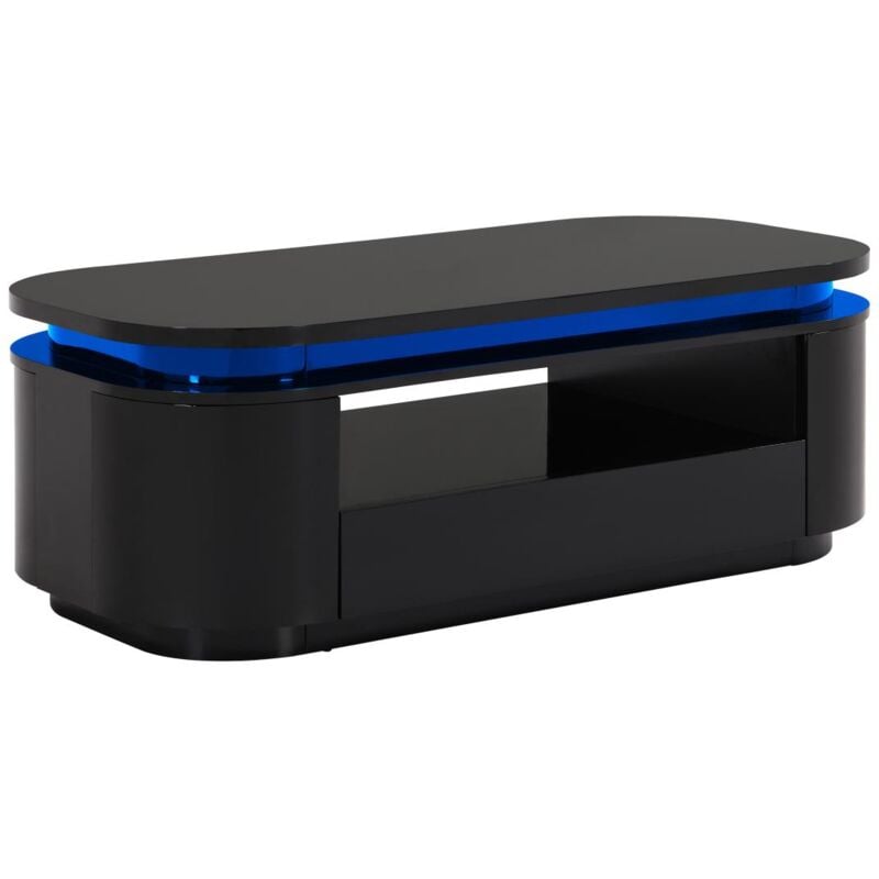 foto del prodotto tavolino 4 ante e 1 cassetto con led in mdf nero laccato vandana