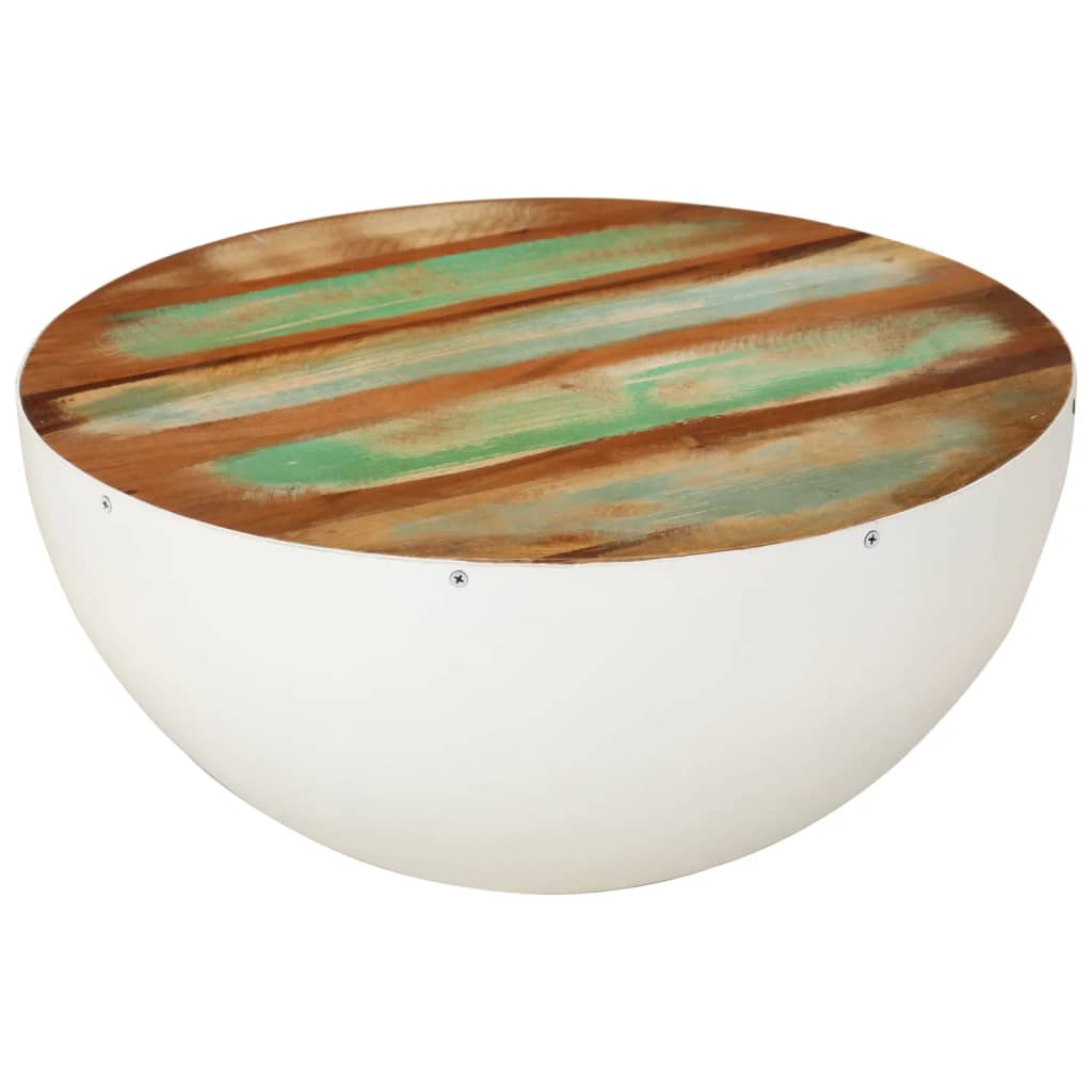 foto del prodotto tavolino a ciotola bianco 50x24 cm legno massello di recupero