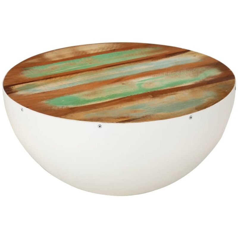 foto del prodotto tavolino a ciotola bianco 50x24 cm legno massello di recupero vidaxl