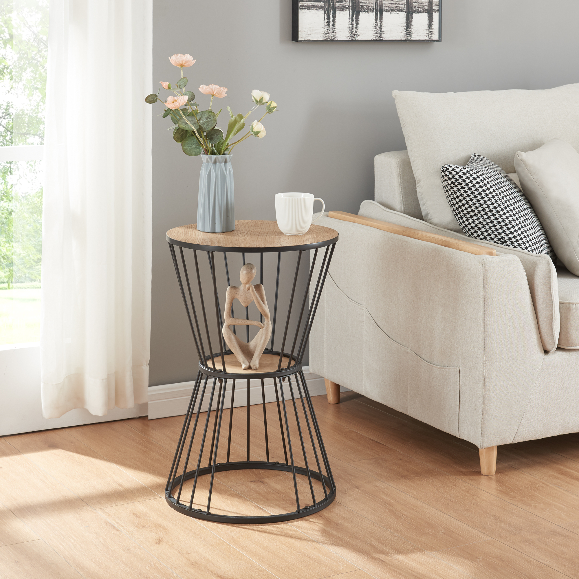 foto del prodotto tavolino a clessidra fossbergom 62 x 40 cm cm effetto rovere nero en.casa 
