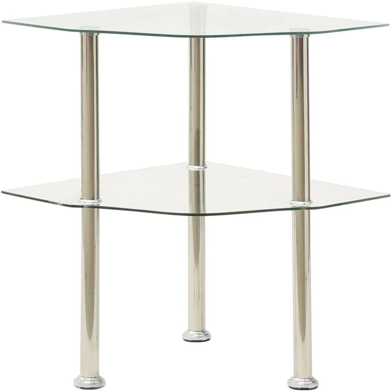 foto del prodotto tavolino angolare dal design elegante con piani in vetro vari colori colore trasparente
