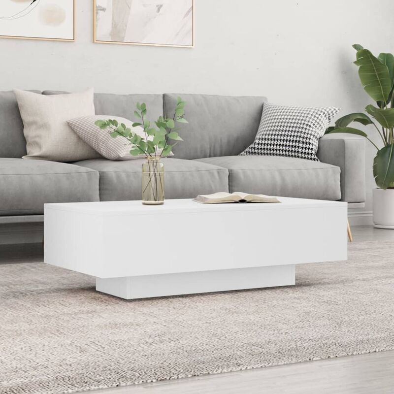 foto del prodotto tavolino basso console moderno,tavolino da salotto bianco 100x49,5x31 cm in legno multistrato bvh54463 bianco
