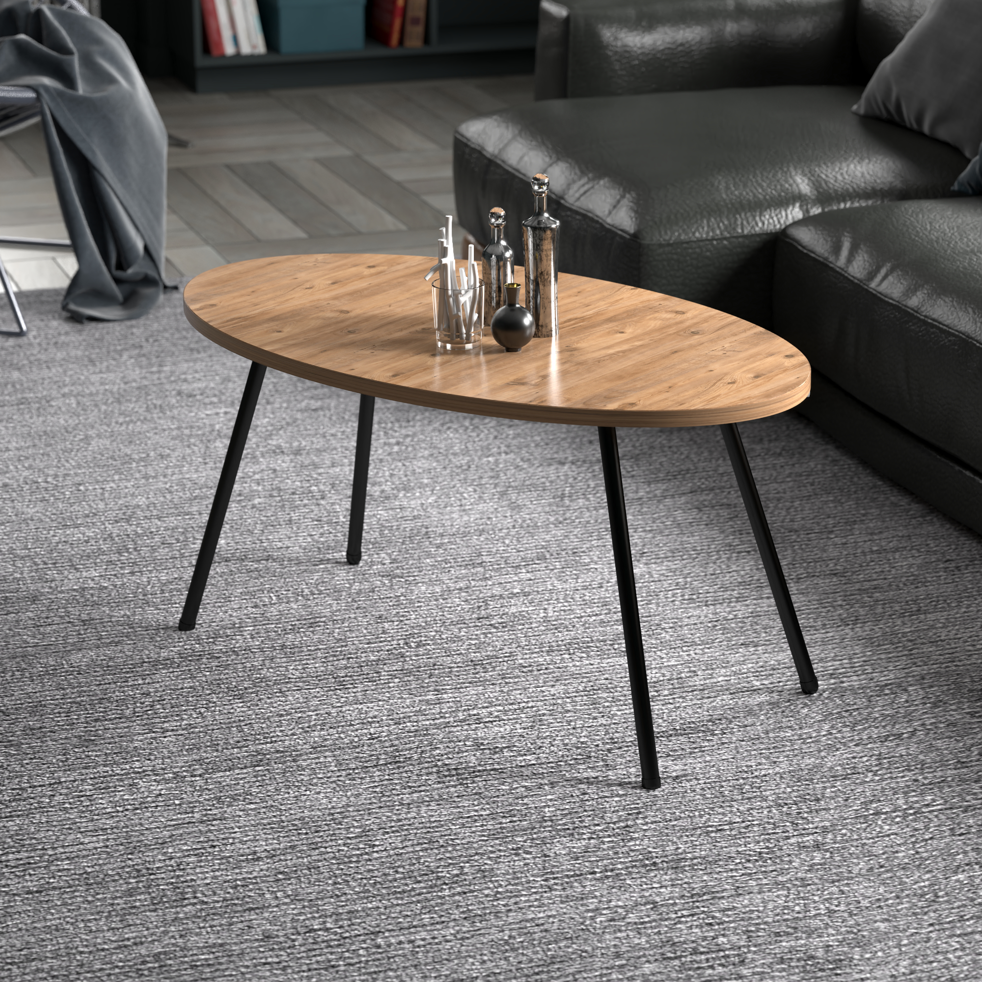 foto del prodotto tavolino basso da caff 39 sk rb k 39 axlxp 43 x 90 x 50 cm tavolino da salotto con piano ovale in color legno en.casa 