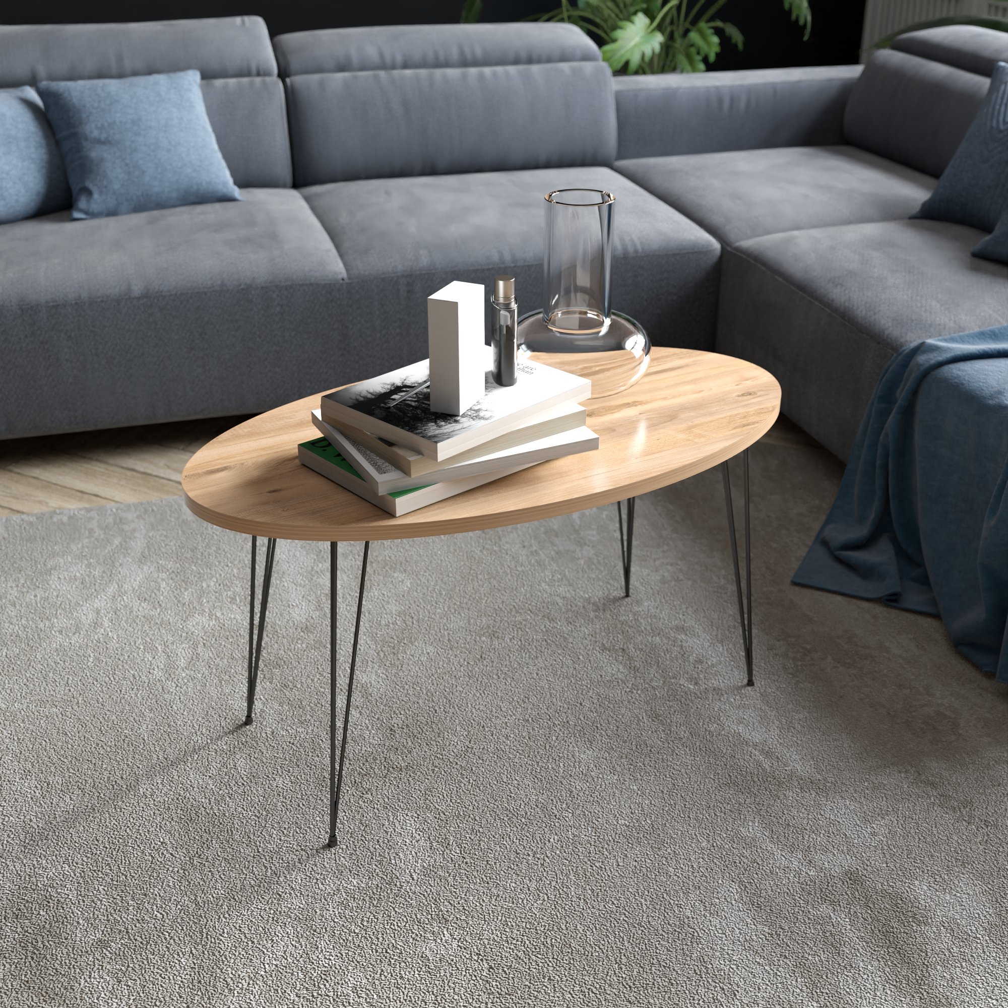 foto del prodotto tavolino basso da caff 39 sk vinge 39 axlxp 43 x 90 x 50 cm tavolino da salotto con 4 gambe a forcina e piano ovale 