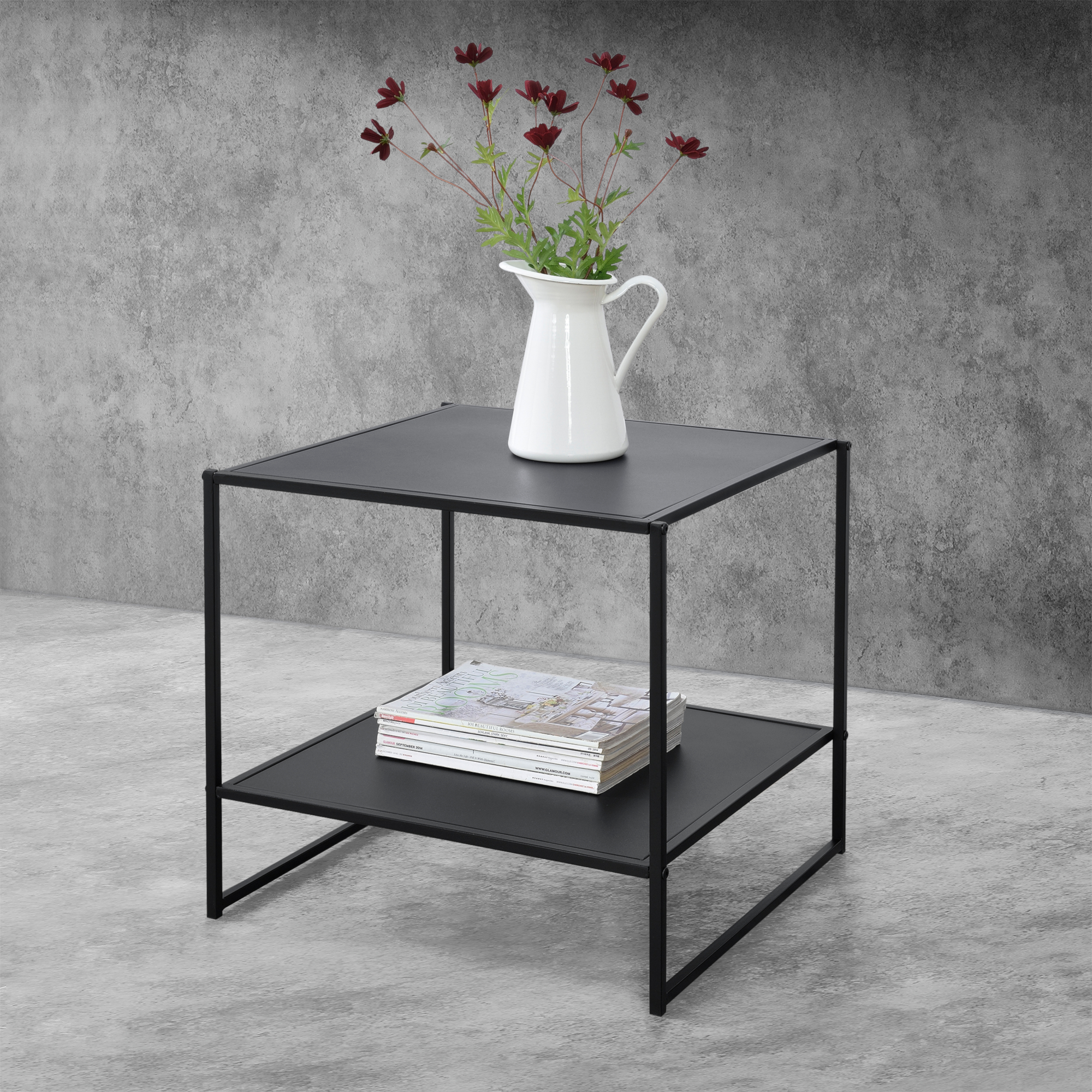 foto del prodotto tavolino basso da caff salsnes in metallo con ripiano 51x53x51 cm nero opaco en.casa 