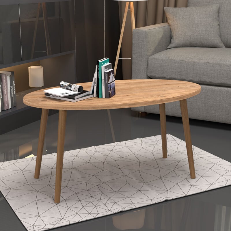 foto del prodotto tavolino basso da caff sindal axlxp 41 x 90 x 50 cm tavolino da salotto con gambe in legno e piano ovale color legno en.casa 