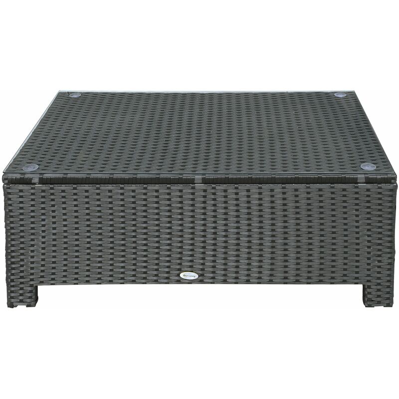 foto del prodotto tavolino basso da giardino 85x50x39 cm in rattan pe nero