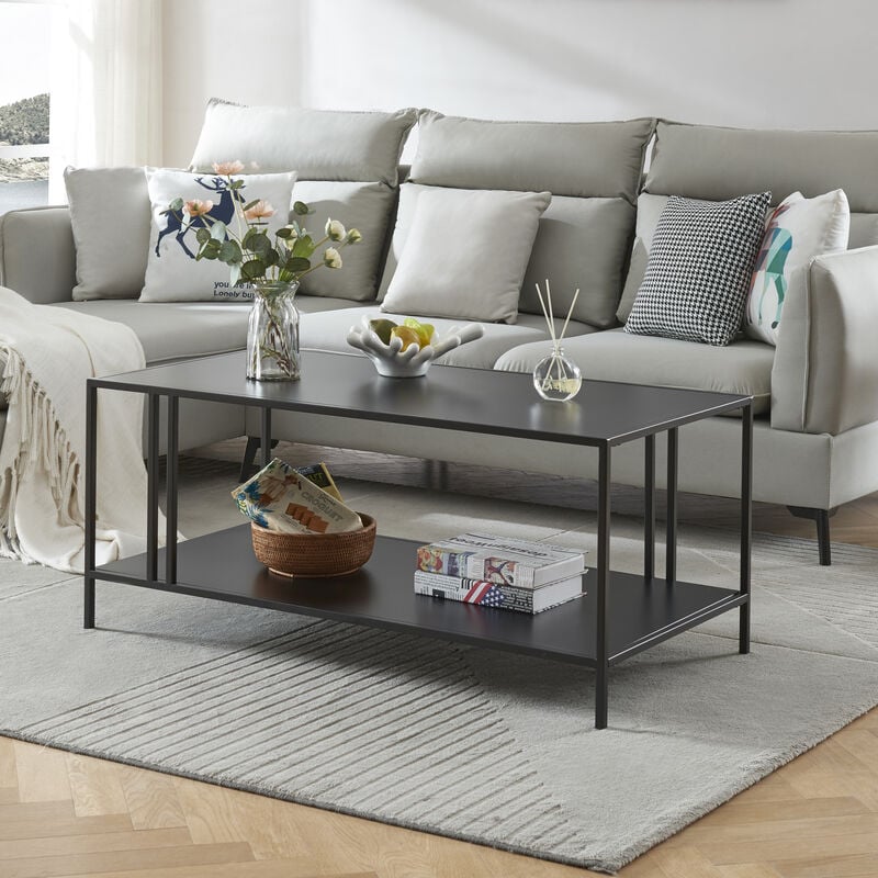 foto del prodotto tavolino basso kumlinge in metallo con ripiano 47 x 110 x 55 cm nero en.casa 