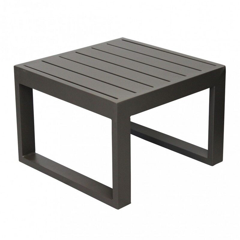 foto del prodotto tavolino basso quadrato 45x45 cm da esterno giardino per salotto con struttura in alluminio e piano effetto doghe milos darkgray