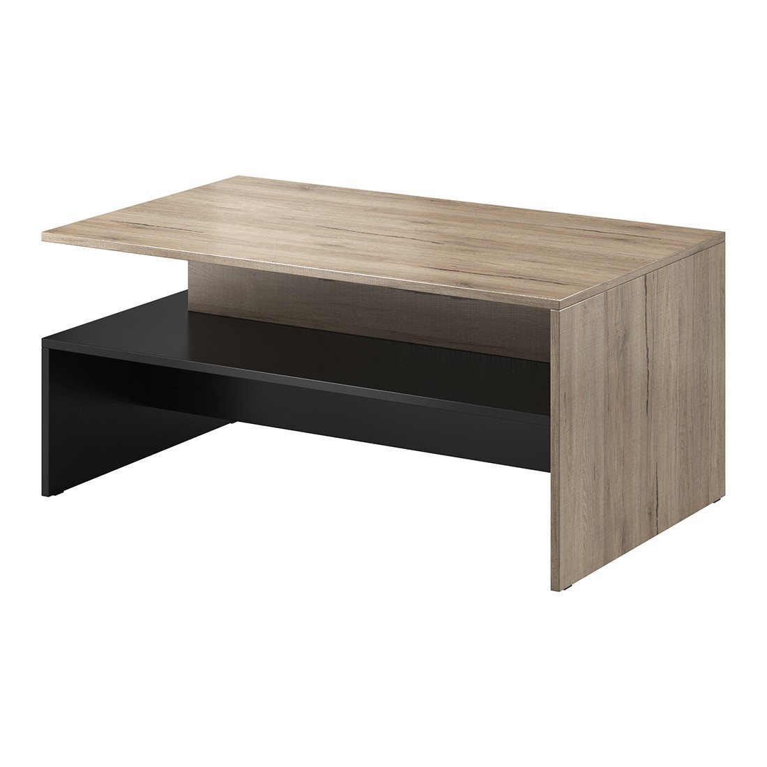 foto del prodotto tavolino basso ramos rovere e nero design contemporaneo ripiano di stoccaggio pratico