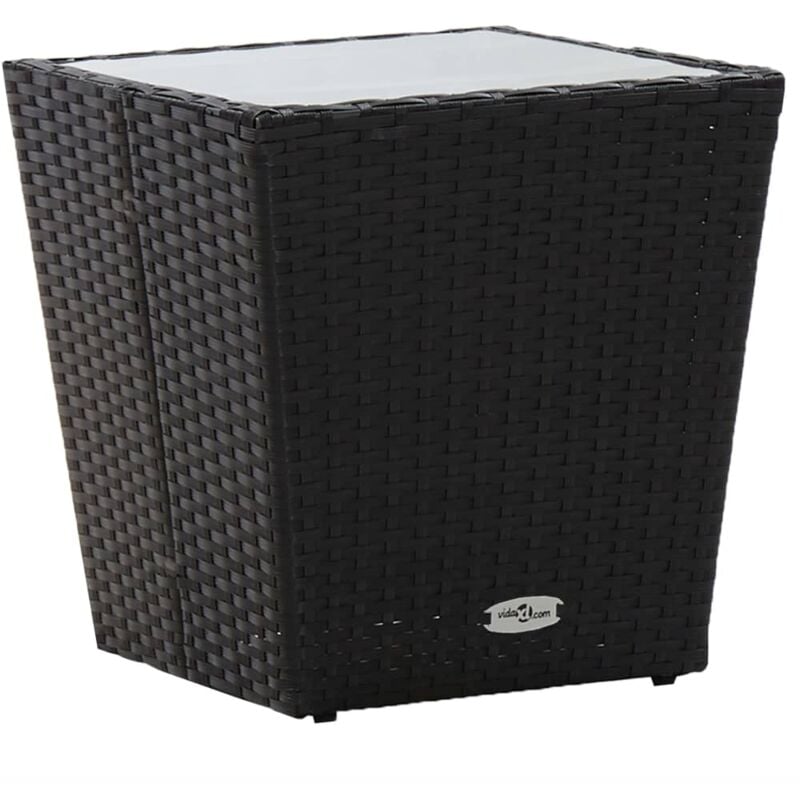 foto del prodotto tavolino basso ,tavolino da salotto ,tavolino da divano nero 41,5x41,5x43 cm in polyrattan e vetro temperato cgt31203 bonnevie
