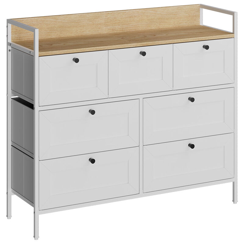 foto del prodotto tavolino belaro, bianco, 98 x 85 cm con 7 cassetti, vicco