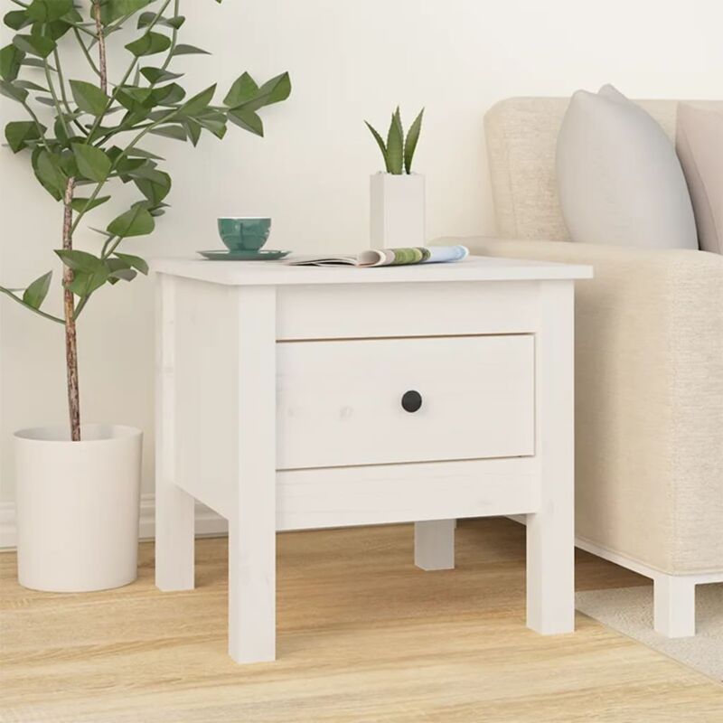 foto del prodotto tavolino bianco 40x40x39 cm legno massello di pino vidaxl