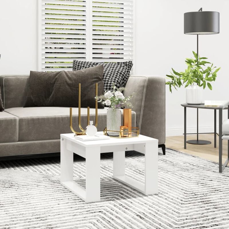foto del prodotto tavolino bianco 50x30x50 cm in legno multistrato vidaxl
