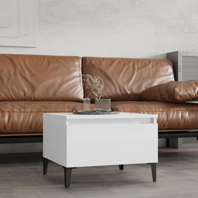 foto del prodotto tavolino bianco lucido 50x46x35 cm in legno multistrato vidaxl