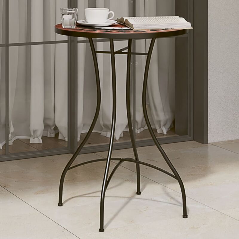 foto del prodotto tavolino bistrot con mosaico terracotta e bianco ceramica vidaxl