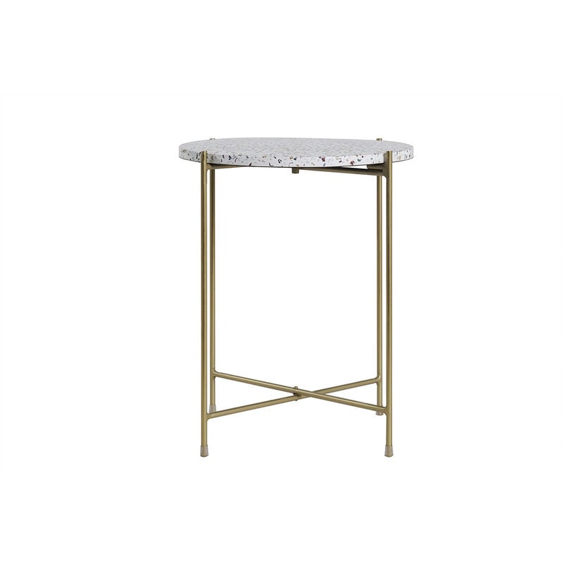 foto del prodotto tavolino caff design tondo in terrazzo e metallo dorato d40 cm mezzo