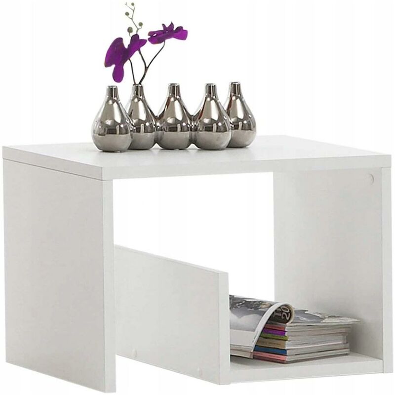 foto del prodotto tavolino caffe divano con ripiano portariviste design moderno 59x36x38cm bianco