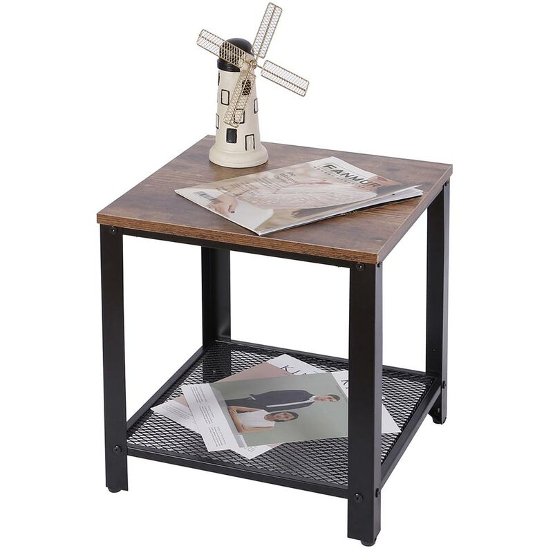 foto del prodotto tavolino caffe divano salotto quadrato design moderno industriale legno metallo