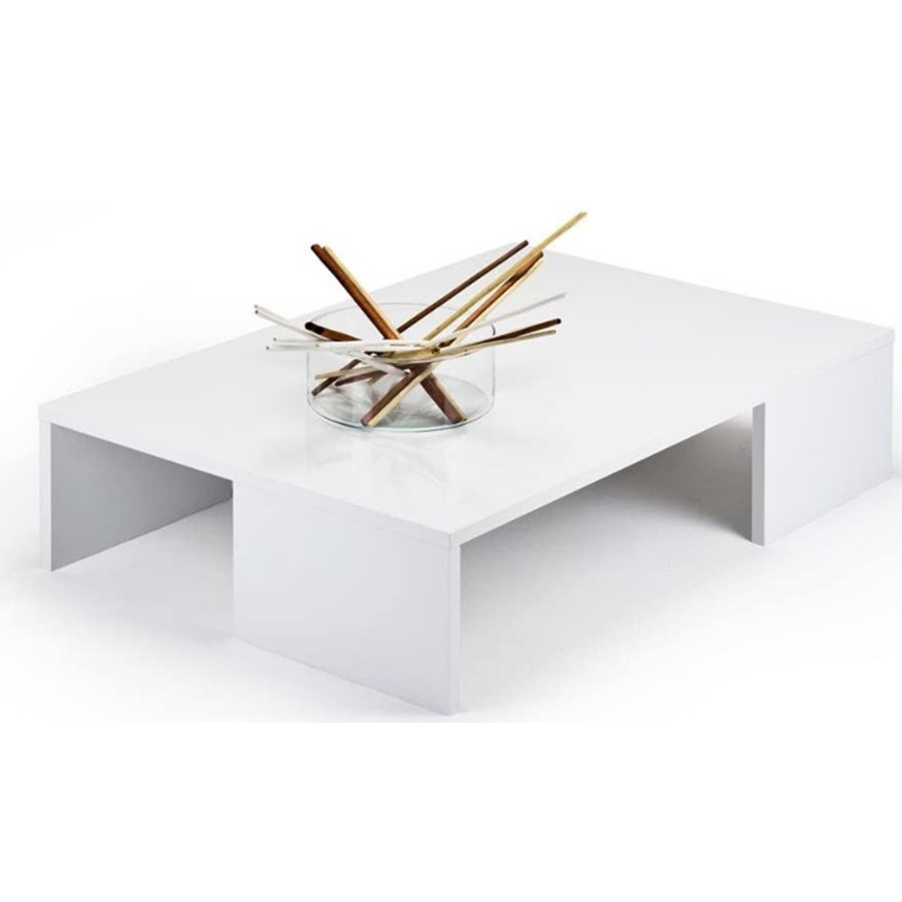foto del prodotto tavolino caffe divano salotto rettangolare basso in legno design moderno bianco