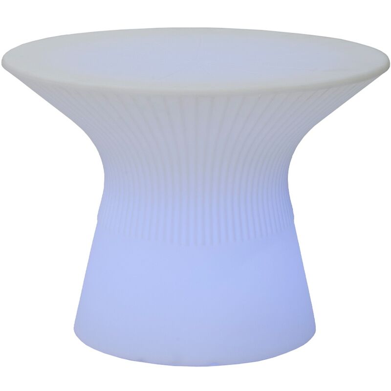 foto del prodotto tavolino capri 75 alto 75 cm con luce e ricarica solare o a batteria per uso interno ed esterno. luce rgb
