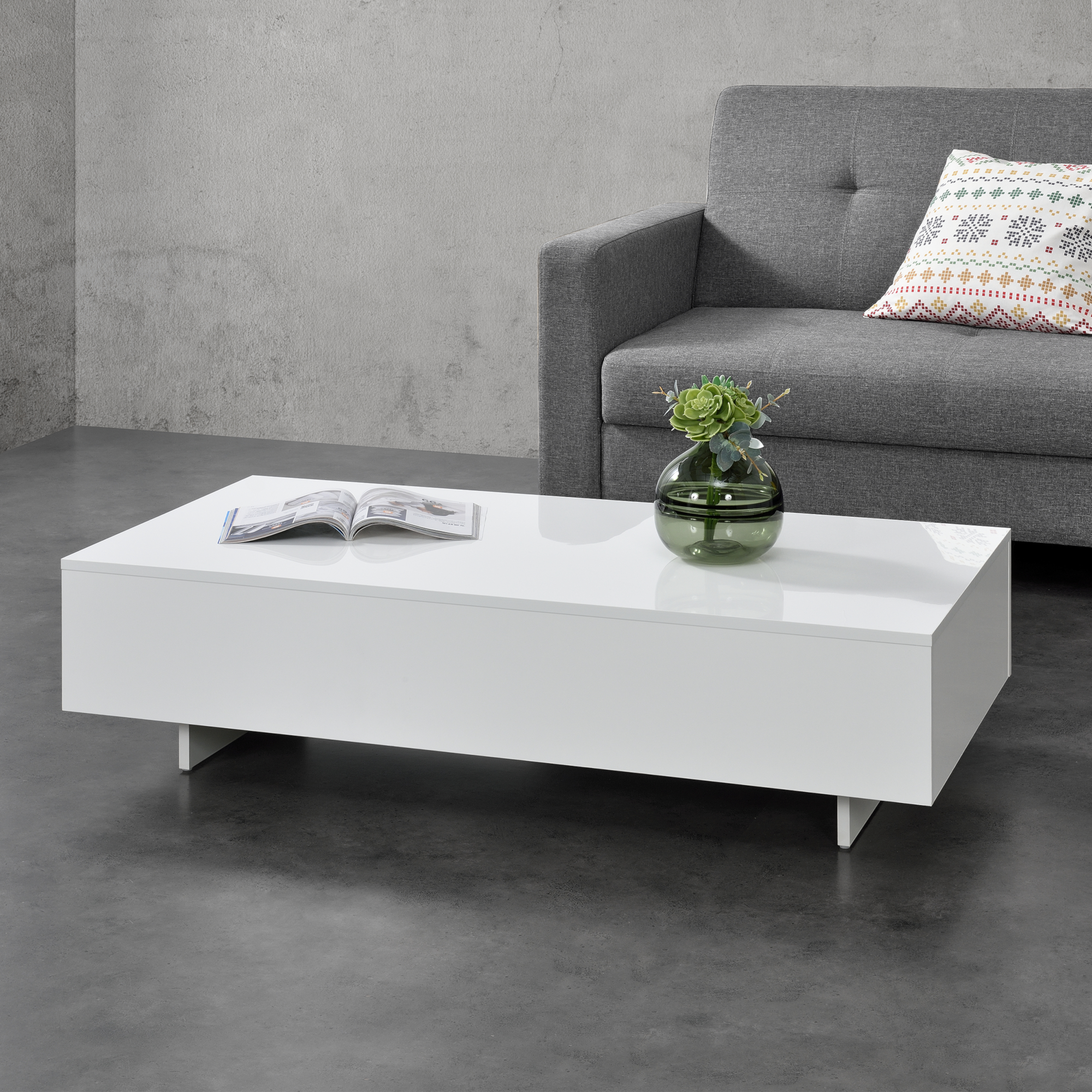foto del prodotto tavolino centrale da salotto l rketorp 115 x 55 x 31 cm bianco lucido en.casa 