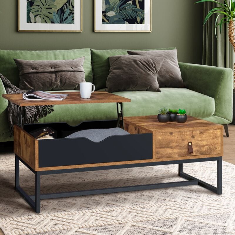 foto del prodotto tavolino chicago con piano sollevabile, 1 cassetto, design industriale