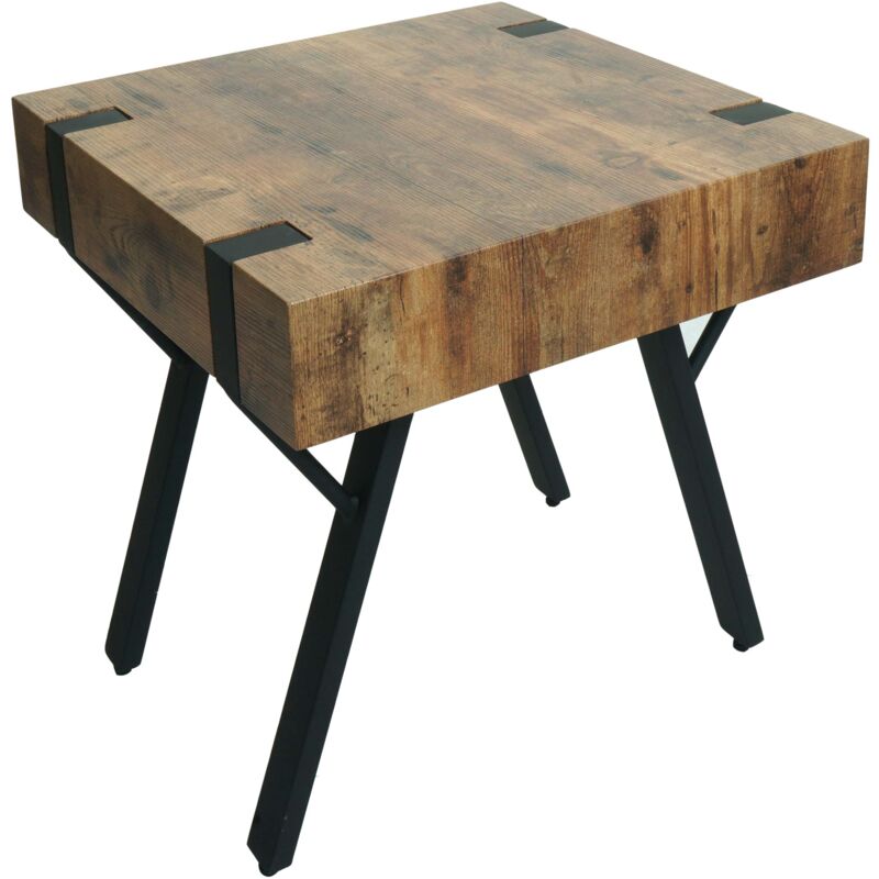 foto del prodotto tavolino comodino tavolino 50x50x50 cm struttura in ferro piano in mdf rovere selvatico scuro 040008498