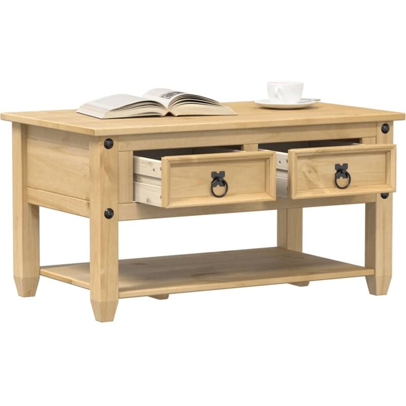 foto del prodotto tavolino con cassetti corona 85x50x45 cm legno massello di pino