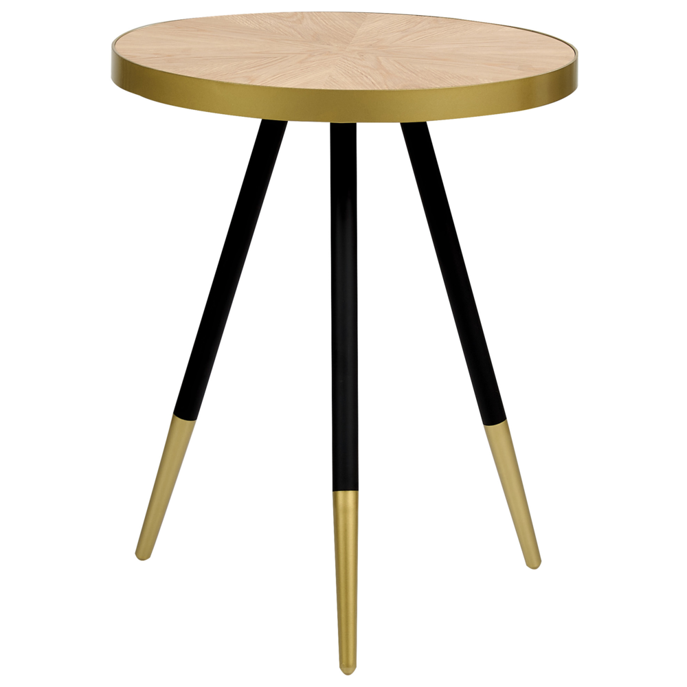 foto del prodotto tavolino con effetto legno chiaro e base dorata per il soggiorno stile moderno elegante